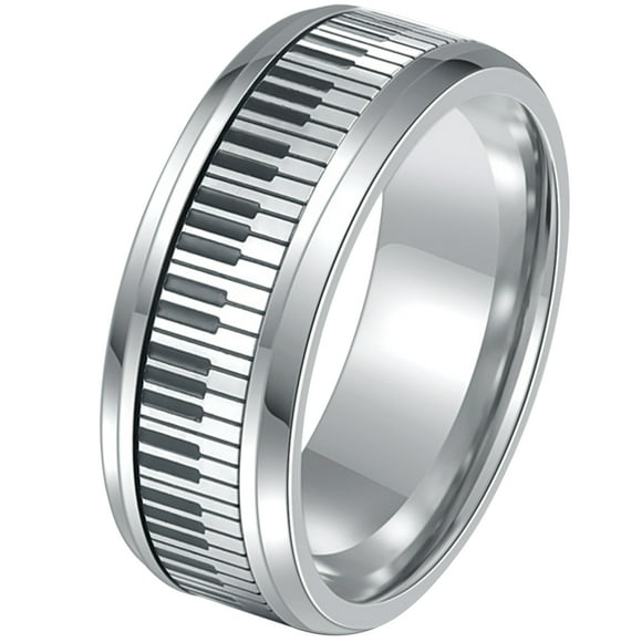 Anillo de acero inoxidable con forma de llave de piano para dedo, joyería novedosa, anillo decorativo