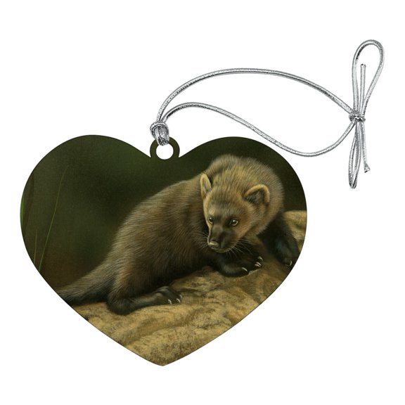 Fisher Cat Heart Love Wood Christmas Tree Holiday Ornament