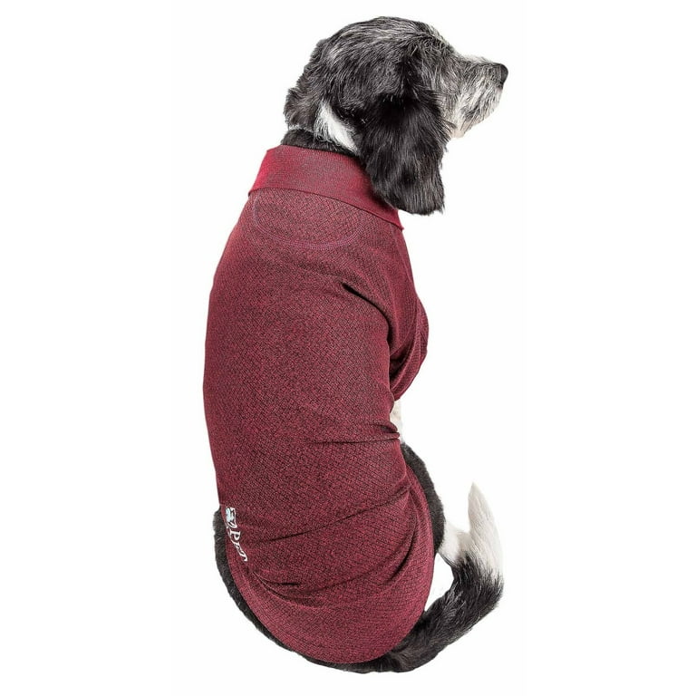 Pet Life Active Relax Stretch Fur Flexed Red Polo Dog T-Shirt