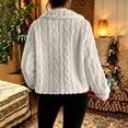 thumbnail image 4 of Lutiedan Sherpa Jackets for Women Fuzzy Fleece Button Down Cropped Jackets Long Sleeve Hooded Warm Winter Coats S-XXL, 4 of 7