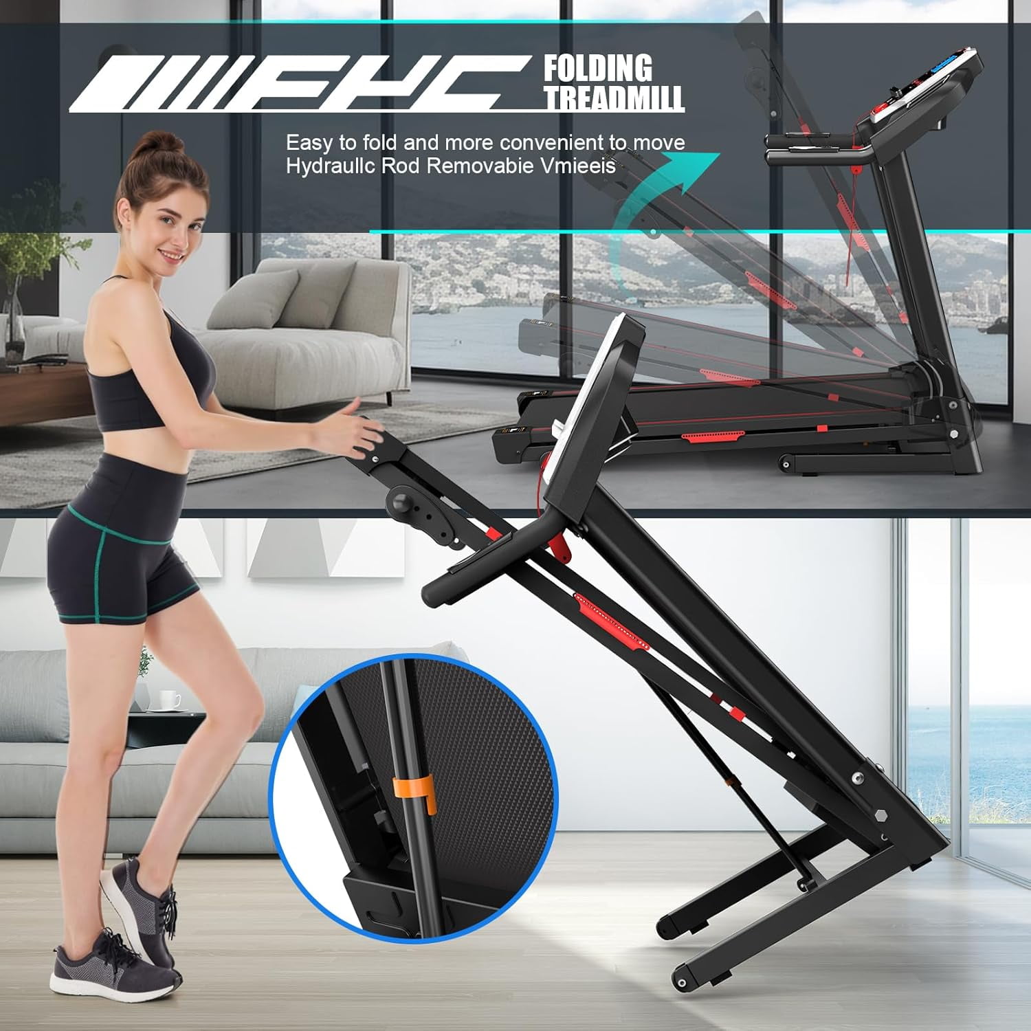 SWERTOY 3.5HP Folding Treadmill with Incline 330lb Capacity Treadmill, Shock Absorption System, Bluetooth Audio Speakers, Pulse Monitor, 12 Preset Programs Running Jogging Walking Machine