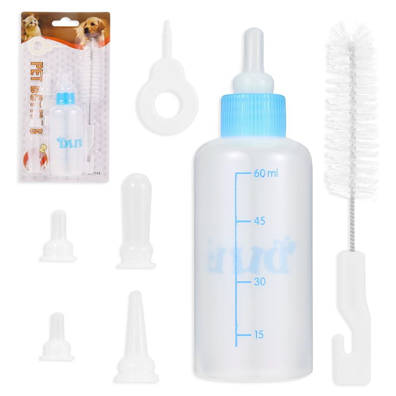 PWFE Puppy Nursing Bottle Kit, Dog Cat Puppy Milk Feeding Bottle With 4
