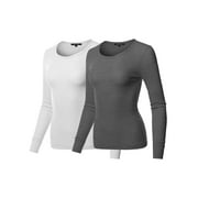 FashionOutfit Women's Casual Solid Basic Crew Neck Long Sleeves Thermal Top
