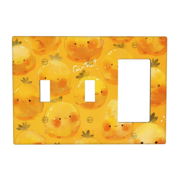 Cute Chicken Switch Cover Decorative Wall Plate 3-Gang 2-Toggle 1-Decor Standard Size