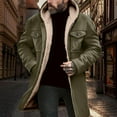 thumbnail image 2 of Txeol Mens Winter Coat Suede Leather Jacket Plush Sherpa Fleece Lined Hooded Overcoat Thick Warm Full Zip Outdoor Jackets with Pockets,Army Green,XL, 2 of 10