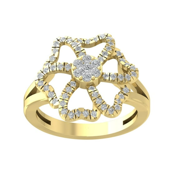 ARAIYA FINE JEWELRY 10K Yellow Gold Lab Grown Diamond Flower Shape Ring (1/2 cttw, D-F Color, VS Clarity), Size 7