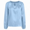 thumbnail image 6 of Towmus Womens Dressy Casual Blouse V Neck Long Sleeve Shirts Satin Silk Keyhole Business Work Tops Fall Outfits 2025, 6 of 7