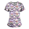 thumbnail image 3 of Alkepwun Christmas Scrub Tops for Women Stretchy Vneck Short Sleeve Cute Santa Clause Xmas Printed Nurse Holiday Working Uniforms, 3 of 4