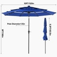 thumbnail image 2 of Gianna 10 FT 3-Layer Solar Patio Umbrella, 32 LED Lights Market Umbrella with Adjustable Tilt, 8-Rib Outdoor Sunshade for Backyard, Deck and Poolside，Navy Blue, 2 of 7