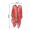 thumbnail image 2 of harmtty Women Scarf Poncho Cashew Flower Print Chiffon Vintage Anti-sun Bikini Cover Up for Beach,Pink, 2 of 7
