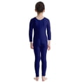 thumbnail image 3 of inhzoy Kids Girls Long Sleeve Ballet Gymnastic Leotard Full Length Jumpsuit Unitard Solid Color Dancewear,Sizes 3-14 Navy Blue 9-10, 3 of 4