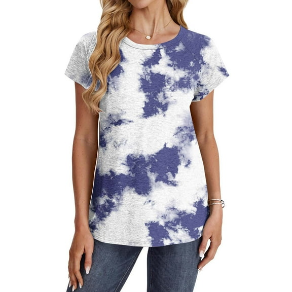 Womens Printed Tshirts Short Sleeve Loose Pullover Crewneck Tunic Tops Casual Tee Blouses Summer