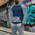 thumbnail image 5 of Havenre Tracksuit 2 Pieces Set for Men Casual Color Block Drawstring Long Sleeve Hooded Pullover Sweatshirt and Lightweight Jogger Pants Sweatsuit with Pockets Navy M, 5 of 10