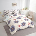 thumbnail image 3 of Homewish Kawaii Cherry Blossoms Bedding Comforter Set 7pcs, Cartoon Cherry Bowknot Queen Bedding Sets, Cute Stars Print Reversible Queen Sheet Sets, Ultra Soft Bedroom Decor, 3 of 7