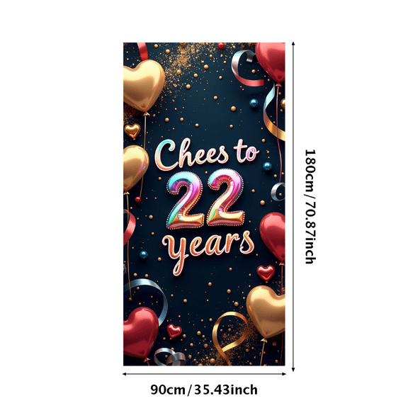 LUUFILx Cheer to 22 Years Party Banner Heart Balloons Backdrop Background Birthday Decoration Anniversary Celebration Photography Props Decorations