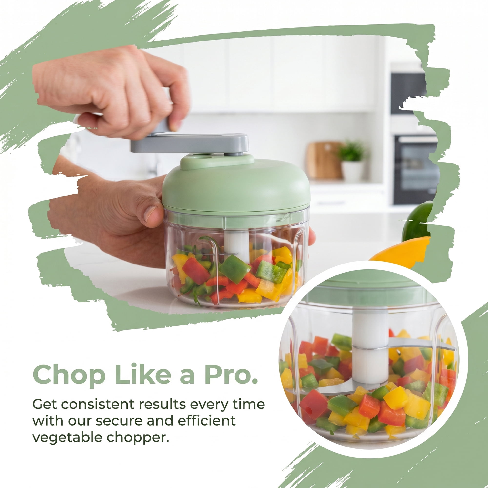Unique Bargains Garlic Vegetable Chopper Food Processor Detachable Mini Grinder Green-3