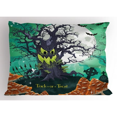 Halloween Pillow Sham Trick Or Treat Dead Forest With Spooky Tree
