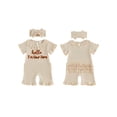 thumbnail image 2 of BemeyourBBs Preemie Baby Girl Summer Clothes Baby Girl Newborn Hospital Going Home Outfits Waffled Romper I'm New Here Letter Bow Embroidery Short Sleeve Jumpsuit and Headband Set, 2 of 9