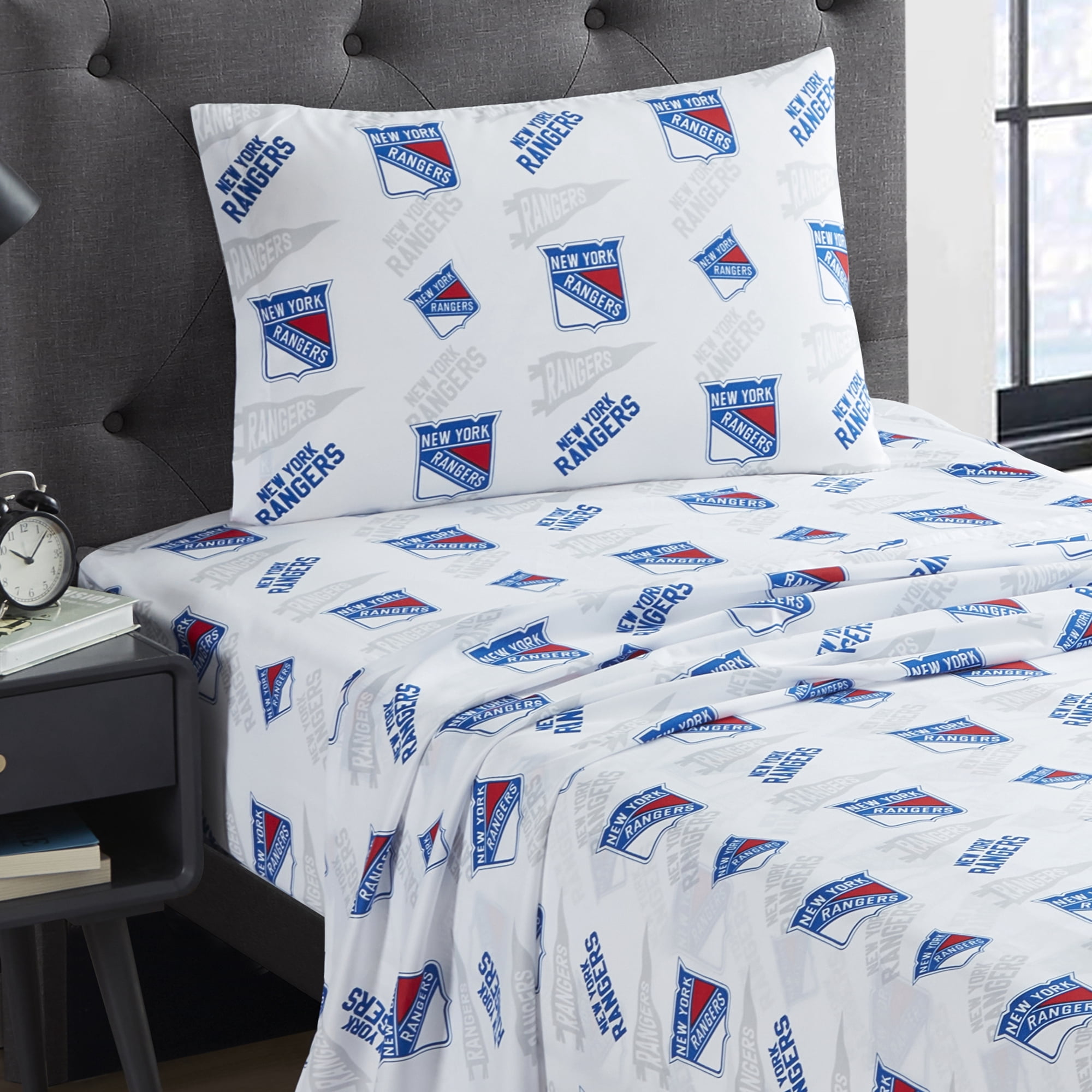 NHL Offically Licensed New York Rangers Microfiber Bed Sheet Set - Twin