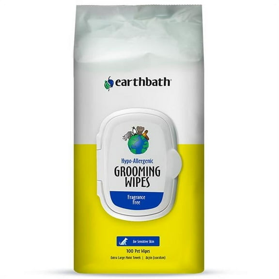 earthbath All Natural Hypo-Allergenic Pet Grooming Wipes, 100-Count Travel Pack