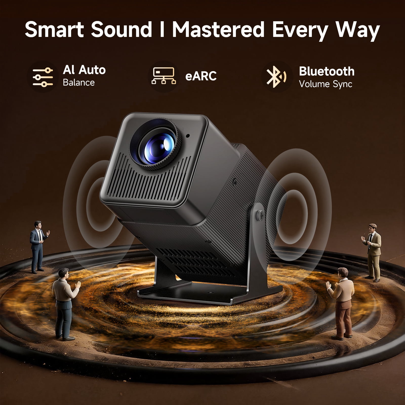 SGV Portable projector with wifi and bluetooth, movie projector, tv projector Smart OS, Auto Keystone, Compatible with TV Stick/HDMI/USB, for Home/Party/Outdoor Use, 350 ANSI, Black