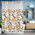 thumbnail image 2 of Summer No Hook Shower Curtain with Snap in Liner Coastal Slippers Corals Starfish Shells Marine Life Waterproof Bathroom Shower Curtain with See Through Top Window for Bathtub 72" x 84", 2 of 9