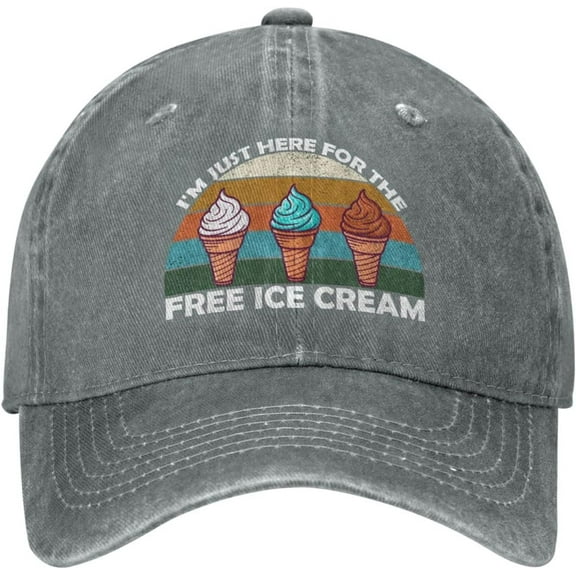 Ice Cream Hat Hat I'm Just Here for The Free Ice Cream Hat Men Dad Hat Graphic Cap
