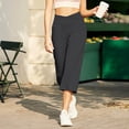 thumbnail image 5 of Capri Pants for Women Wide Leg High Waist Yoga Sweatpants with Pockets Causal Loose Pull On Lounge Pants Dark Gray M, 5 of 6