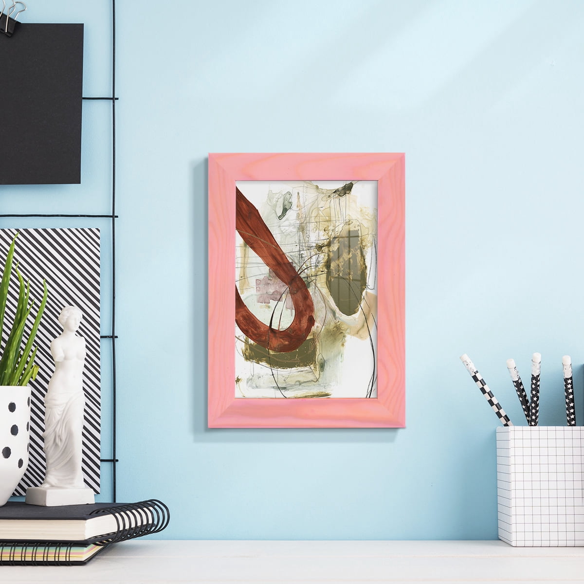 Rusted Loops I - Framed Print w/glass - Sunset Pink