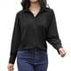 thumbnail image 2 of Blusa Elegante de Larga para Mujer, Estilo Informal, con Cuello Abotonado y Plisada Al Frente. Negro L, 2 of 8