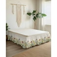 thumbnail image 2 of Spring Wildflowers Bed Skirt Queen Size 16 Inch Drop, Summer Country Plants Leaf Flowers Linen Adjustable Elastic Dust Ruffles Bedskirt for Queen Bed Wrap Around Pleated Mattress Frame Cover, 2 of 9