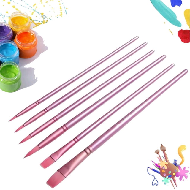 6PCS/Set Nylon Hair Smoothly Brush Paint by Numbers, Nylon Brush Set Paint by Number, Rounded Round Tip Art Brushes, Professional Round Paint for Watercolors, Acrylics, Inks, Oil and Detail