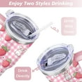 thumbnail image 5 of 40oz Cute Red Strawberry Stainless Steel Flip Straw Tumbler Spill Proof Travel Cup Double Wall Vacuum Insulated Coffee Mug with Top Handle, 5 of 6