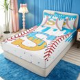 thumbnail image 3 of meiyoeat Baseball Letter S Zipper Full Size Comforter Sets with Fitted Sheet and 2 Pillowcases for Boys, Kawaii Ice Cream Drip Zipper Bedding Set, Blue Yellow, Polkadot Reversible, 4-Piece, 3 of 6