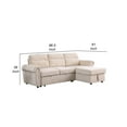 thumbnail image 5 of Irma 97 Inch 2 Piece Sectional Sofa, Pull Out Bed, Rolled Arm, Beige Velvet- Saltoro Sherpi, 5 of 5