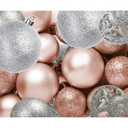R N' D Toys 100 Rose Gold and Silver Christmas Ornament Balls Shatterproof   100 Metal Ornament Hooks, Hanging Ornaments for Indoor/Outdoor Christmas Tree, Holiday Party, Home Décor