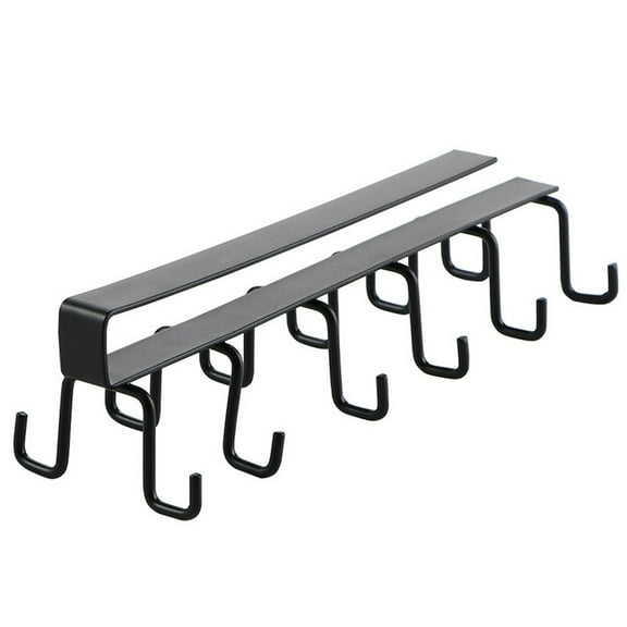 Wodtesl Under Cabinet Cup Organizer Rack, Kitchen Storage Shelf, Wardrobe Hanger, 10x3x2.8 inch Iron Frame, No Drill Installation,Black