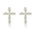 thumbnail image 6 of AVORA 10K Yellow Gold Cross Simulated Diamond CZ Stud Earrings, 6 of 6