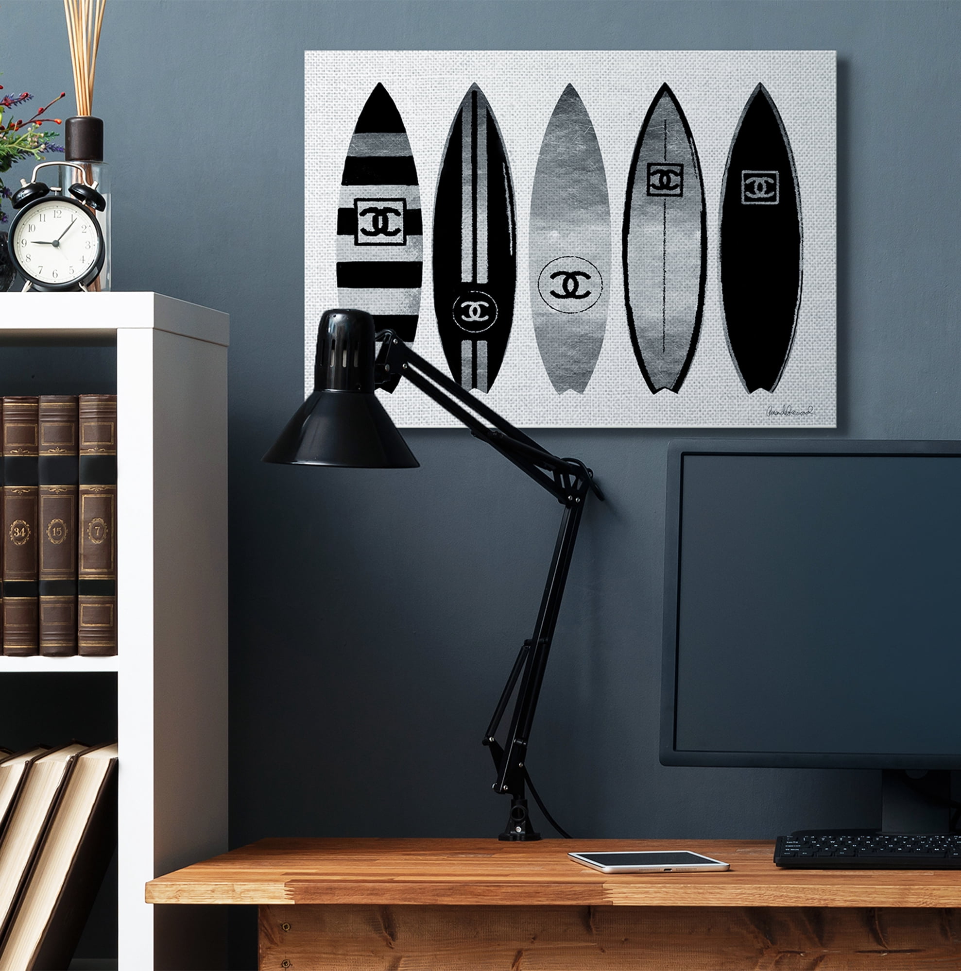 Stupell Industries Fashion Designer Surf Boards Black Silver Watercolor Canvas Wall Art by Amanda Greenwood