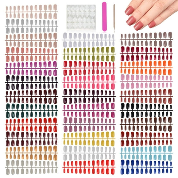 Fake Nails EBANKU, 32 colores, cortas, cuadradas, francesas, para mujer