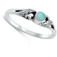 thumbnail image 4 of CHOOSE YOUR COLOR Bali Leaf Simulated Turquoise Ring .925 Sterling Silver Band Blue CZ Female Size 5, 4 of 4