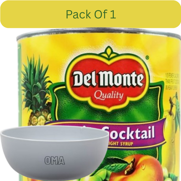 Del Monte Fruit Cocktail in Light Syrup, Premium Mixed Fruit Blend, 106 oz. With White Bowl By OMA