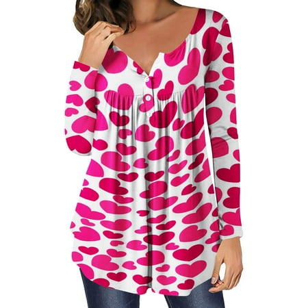 

Juebong Women Plaid Love Heart Graphic Blouse Shirt Happy Valentine s Day Pullover Tops Long Sleeve Crewneck Sweatshirts Purple shirts for women XXL