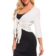 thumbnail image 2 of YAOBAMM Soft Fabric Shawl Women Cardigan Shawl Solid Color Three Quarter Sleeves Elastic Shirring Edge UV Protection Lace, 2 of 7