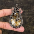 thumbnail image 2 of Natural Silverleaf Jasper Gemstone Copper Wire Wrap Gift Pendant 2.84", 2 of 5