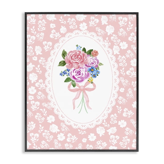 Stupell Industries French Country Peach Feminine Bouquet Black Framed Giclee Art, 11 x 14, by Corinne Haig