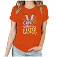 thumbnail image 2 of UPPADA Femmes Joyeuses Easter T-Shirt Bunny Rabbit T-Shirt Graphique Manches Courtes Lettres Amusantes Imprimées Chemises Manches Courtes Col Rond Tuniques Hauts Orange,P, 2 of 5