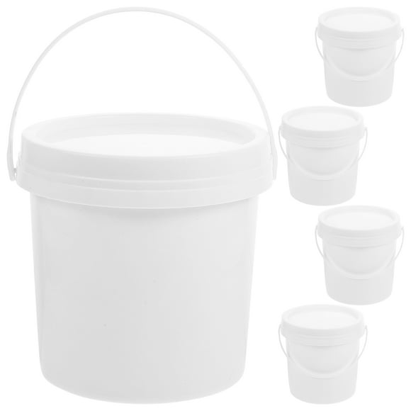 Cubo de plástico de 5 piezas con asa, cubo de agua portátil, cubo de agua vacío, cubo de agua sellado con tapas