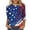 #0098-Blue, variant on Shihyeh Women 250 USA Anniversary Independence Day Shirt America Flag Patriots 4Th of July Shirts Round Neck Tshirts 3/4 Sleeve Tops