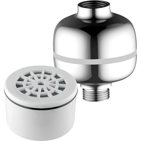 Advanced High Intensity Super Compact Universal Shower Filter with Replaceable Enriched KDF Shower Filter Cartridge by AquaCare. Use with Any Shower Head, Handshower Or 3-Way Shower Combo